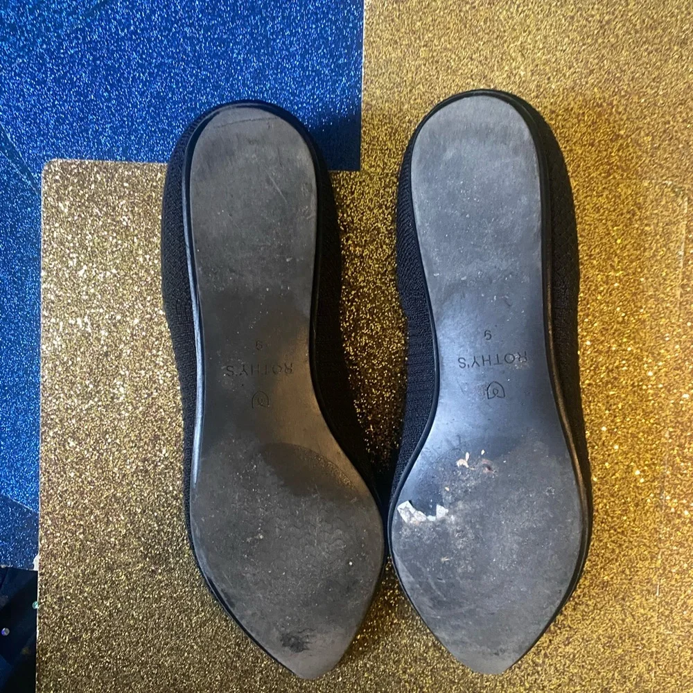 ROTHY’s BLACK FLAT POINTY BALLET Shoes 9W but fits an 8️⃣ COMFY - Picture 5 of 9